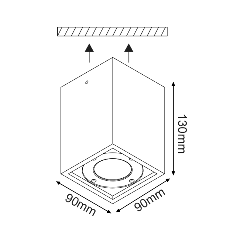 ^CEILING SQUARE SPOT LUMINAIRE IP65 GU10 WHITE CEMENT MK163130SW