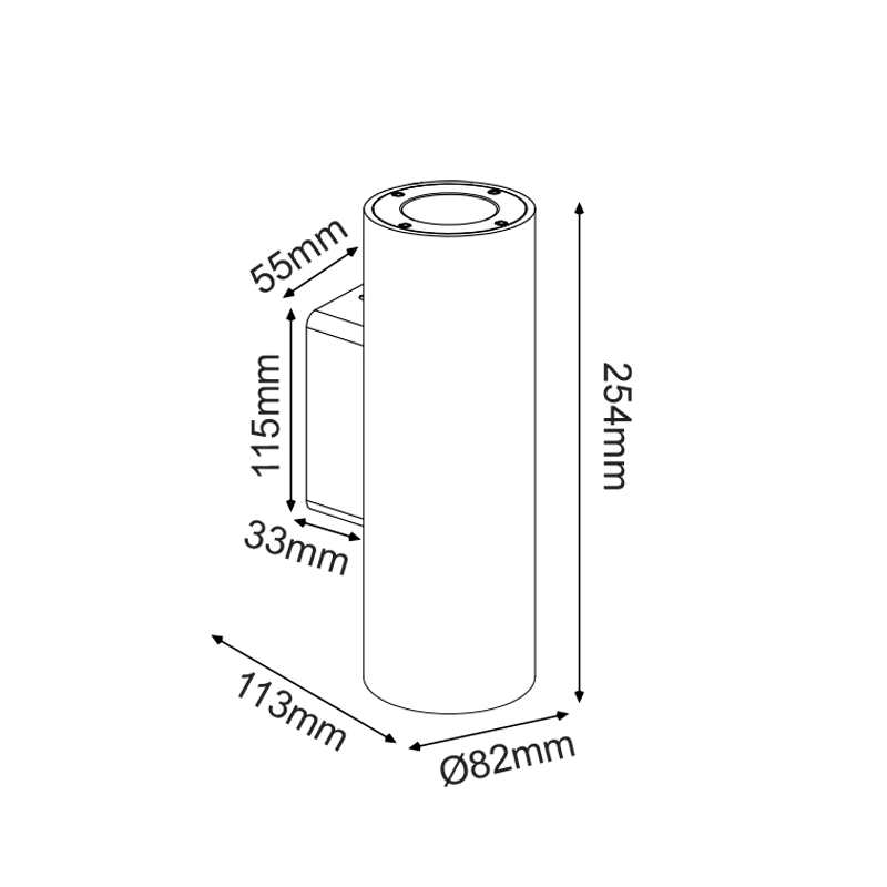 ^WALL UP-DOWN ROUND SPOT LUMINAIRE IP65 2XGU10 WHITE CEMENT MK0012RW
