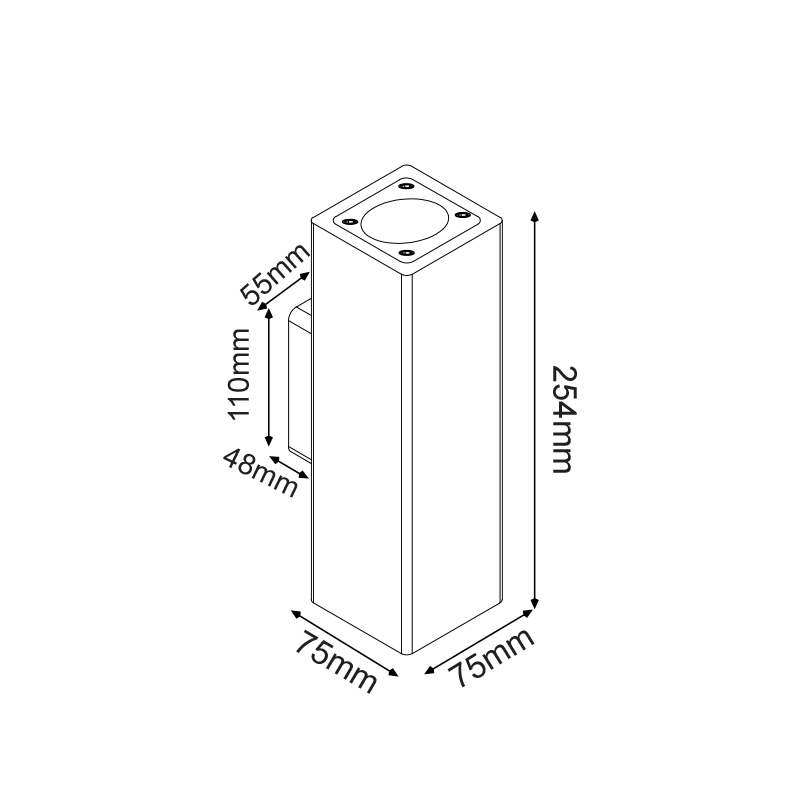 ^WALL UP-DOWN SQUARE SPOT LUMINAIRE IP65 2XGU10 WHITE CEMENT MK0022SW