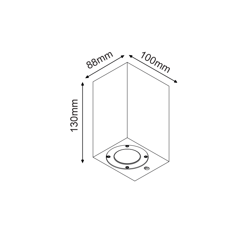 ^WALL SQUARE SPOT LUMINAIRE IP65 GU10 BLACK CEMENT MK0531SB
