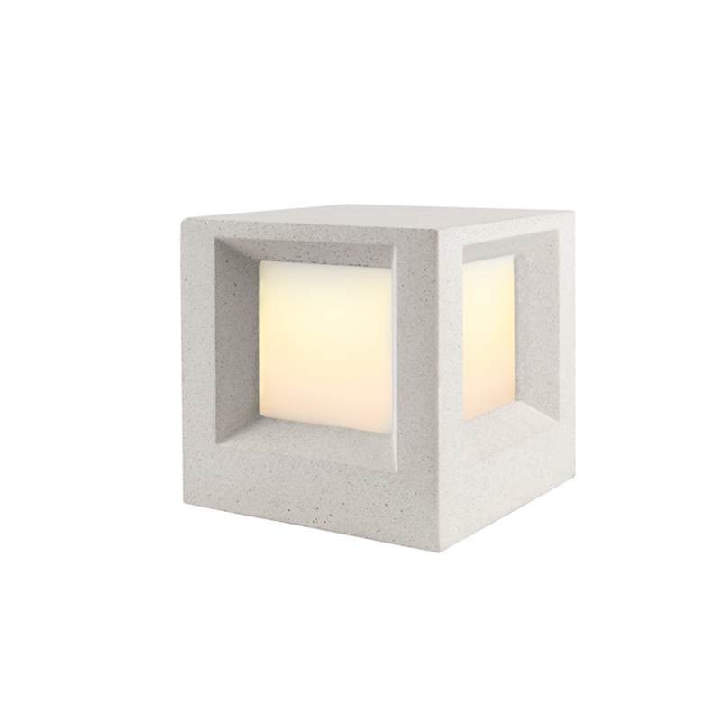 ^POST LUMINAIRE 200MM IP65 E27 Max.7W WHITE CEMENT & PC DIFFUSER MK041W-200