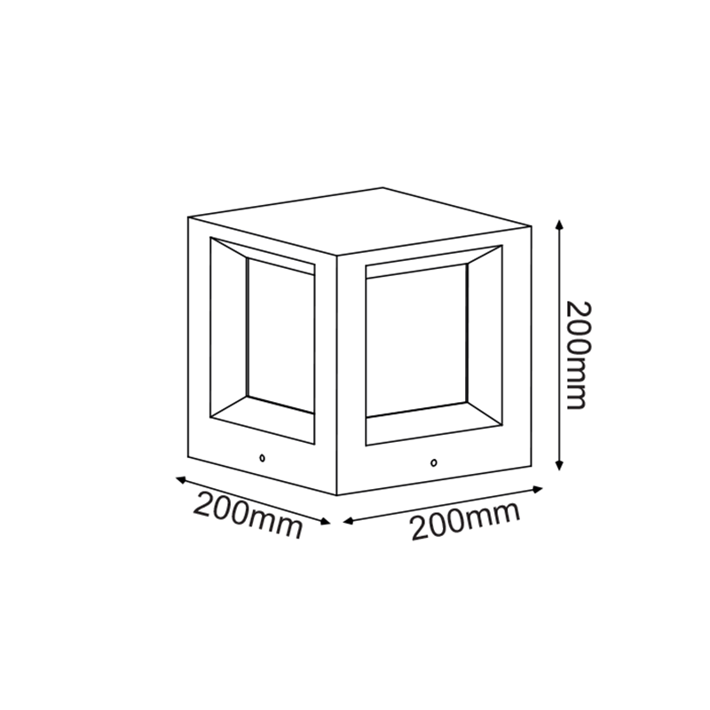 ^POST LUMINAIRE 200MM IP65 E27 Max.7W WHITE CEMENT & PC DIFFUSER MK041W-200