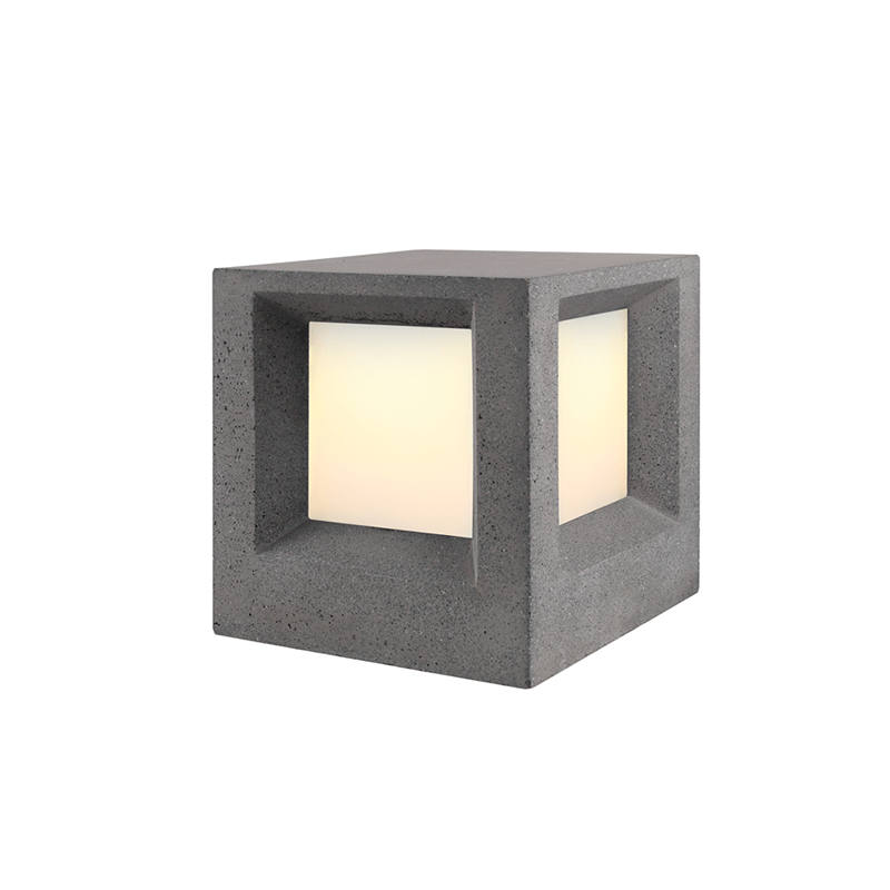 ^POST LUMINAIRE 200MM IP65 E27 Max.7W BLACK CEMENT & PC DIFFUSER MK041B-200