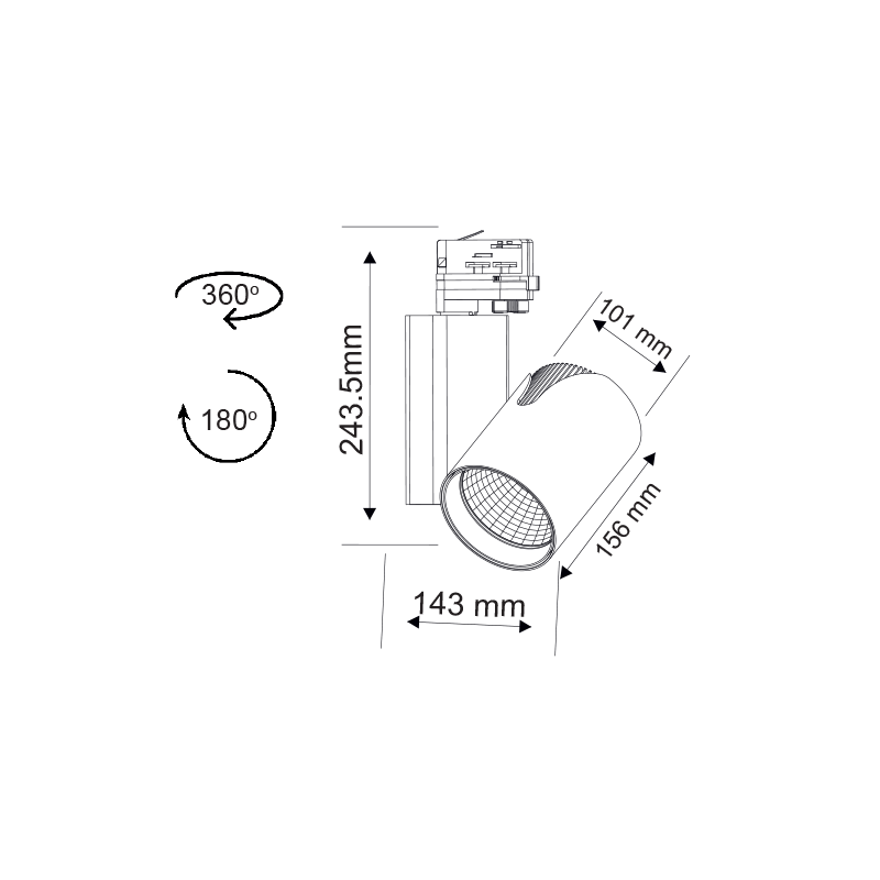 GREY LED TRACK LIGHT 35W 4.000K 4WIRES 24° 2570LM 230V Ra80 DANTE3540G4 GREY LED TRACK LIGHT 35W 4.000K 4WIRES 24° 2570LM 230V Ra80 DANTE3540G4