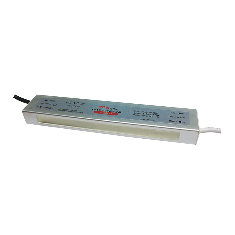 ^METAL CV LED DRIVER 75W 230V AC-12V DC 6.3A IP67 WITH CABLES W75CV12