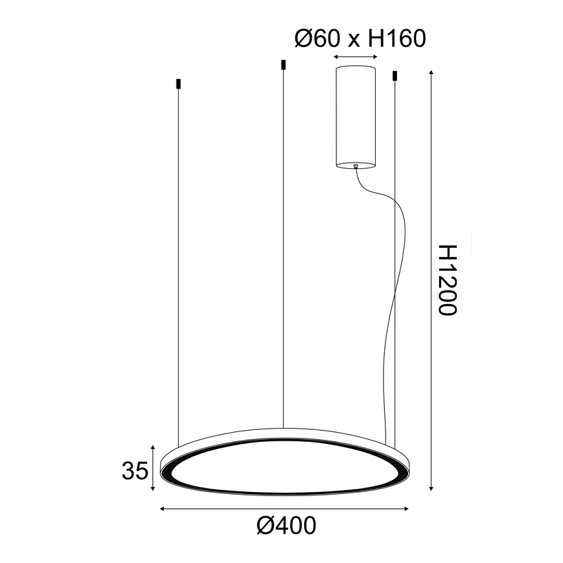 ^PENDANT LIGHTING LED 36W 3000K 2700LM HARMONY WHITE ALUMINUM IP20 D42XH120CM BR97LEDP40WH