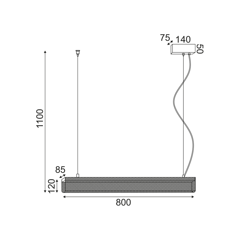 ^ PENDANT LUMINAIRE LED 11W 3000K 1180LM METAL BLACK 8,5Χ80ΧΗ110CM OFIS DCR39211