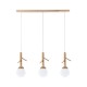 ^PENDANT LIGHTING 3ΧE14 FLORESTA WOOD+ WHITE GLASS 80X15XH180CM EF93573P
