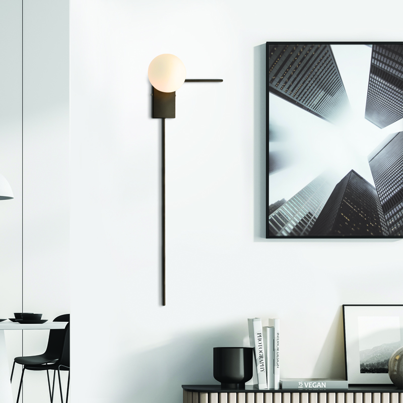 ^WALL L/F 1xG9 CYCLOPS BLACK METAL+ WHITE GLASS 30Χ17Χ85CM OD94581WLB