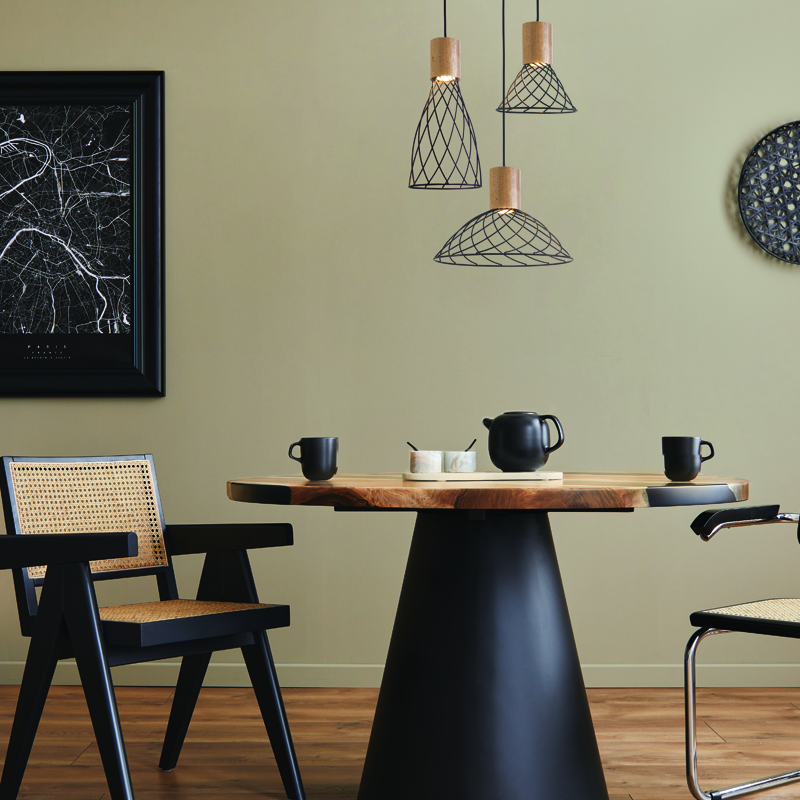 ^PENDANT L/F  1xGU10 TORNADE  METAL BLACK + WOOD Φ18Χ120CM OD9532PB