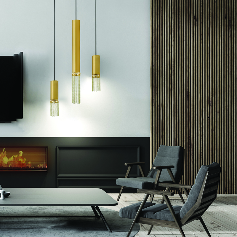 ^PENDANT LUMINAIRE 1XGU10 DOHA GOLD METAL IP20 D6XD8XH187CM YL22291PLG
