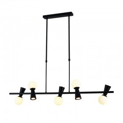 ^PENDANT L/F 5xG9+5xGU10 KIMOLOS BLACK METAL + WHITE GLASS 120Χ26Χ120CM OD94205PB