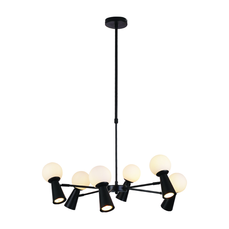 ^PENDANT L/F 6xG9+6xGU10 KIMOLOS BLACK METAL + WHITE GLASS Φ72Χ120CM OD94206PB