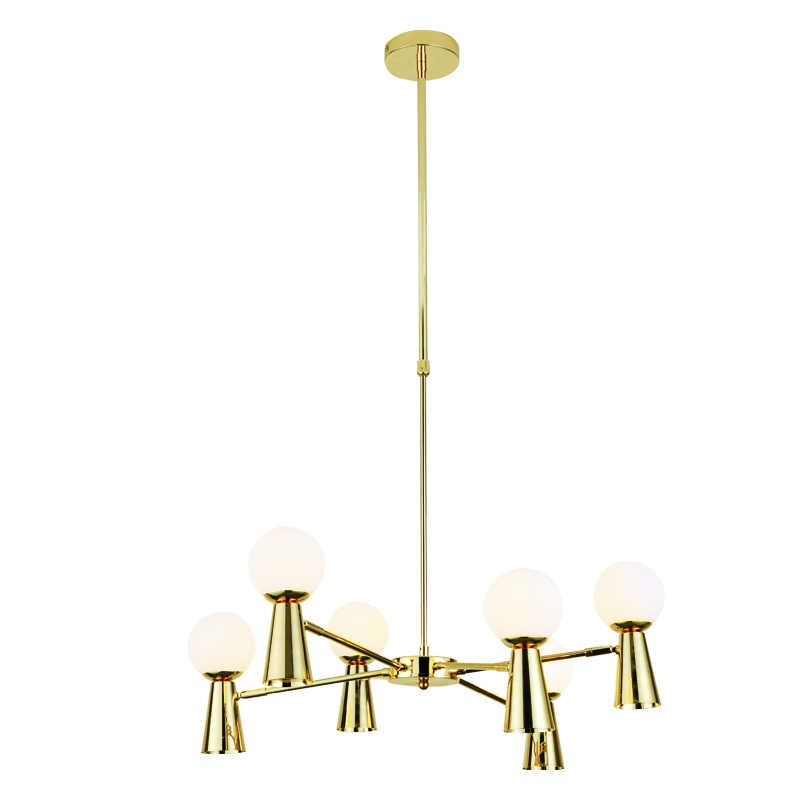 ^PENDANT L/F 6xG9+6xGU10 KIMOLOS GOLD METAL + WHITE GLASS Φ72Χ120CM OD94206PG