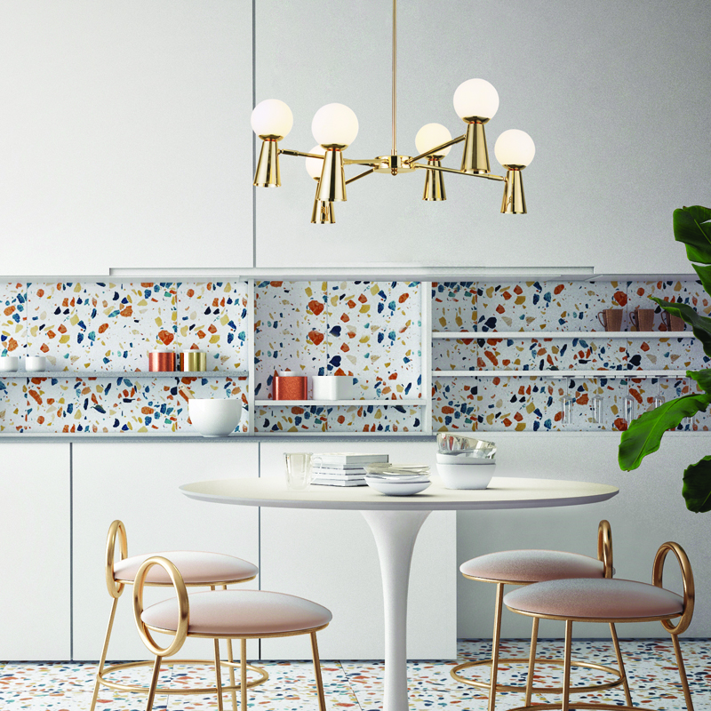 ^PENDANT L/F 6xG9+6xGU10 KIMOLOS GOLD METAL + WHITE GLASS Φ72Χ120CM OD94206PG