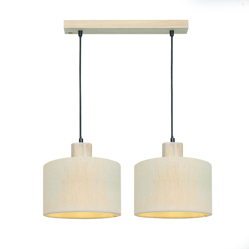 ^PENDANT LIGHTING 2ΧΕ27 CHIOS CREAM FABRIC+WOOD 50X22XH130CM TF20862PC