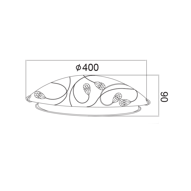 CEILING GLASS+CRYSTAL D40CM 3ΧΕ27 ANYA AD998052