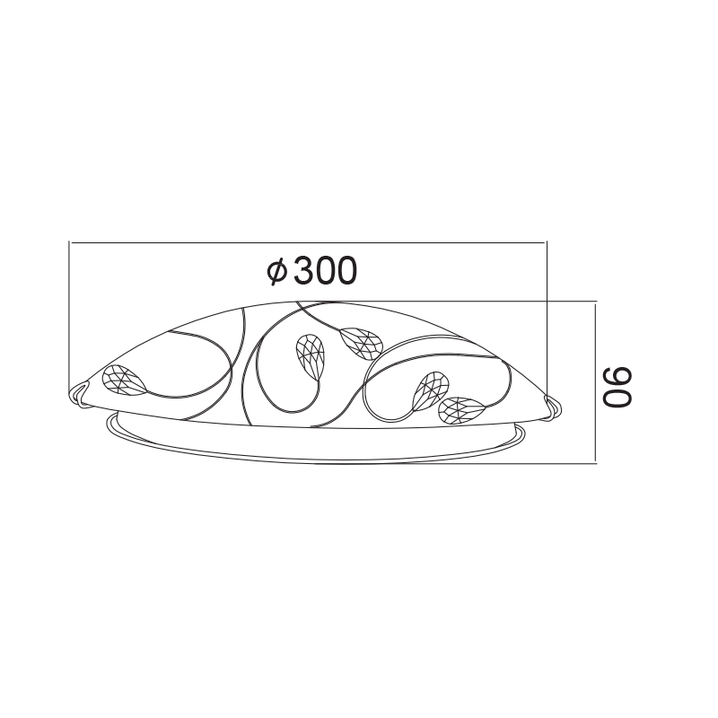 CEILING GLASS+CRYSTAL D30CM 2ΧΕ27 ANYA AD998051