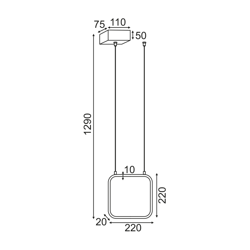 ^PENDANT LUMINAIRE LED 9W 3000K 870LM WHITE METAL 22X11XH129CM SYMETRIA V30LEDP22WH