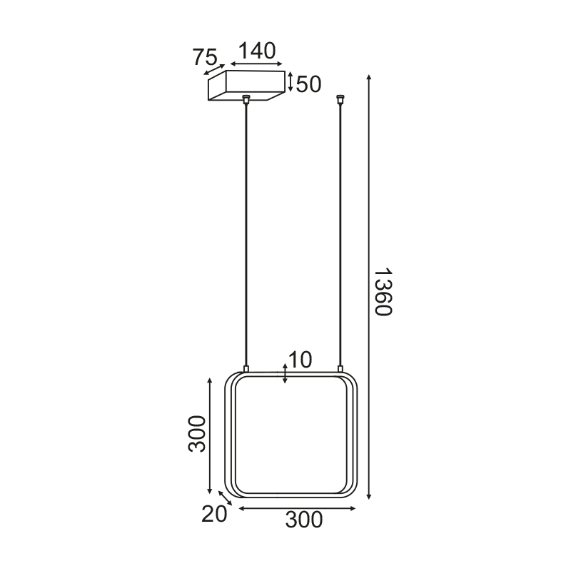 ^PENDANT LUMINAIRE LED 14W 3000K 1330LM WHITE METAL 30X14XH136CM SYMETRIA V30LEDP30WH