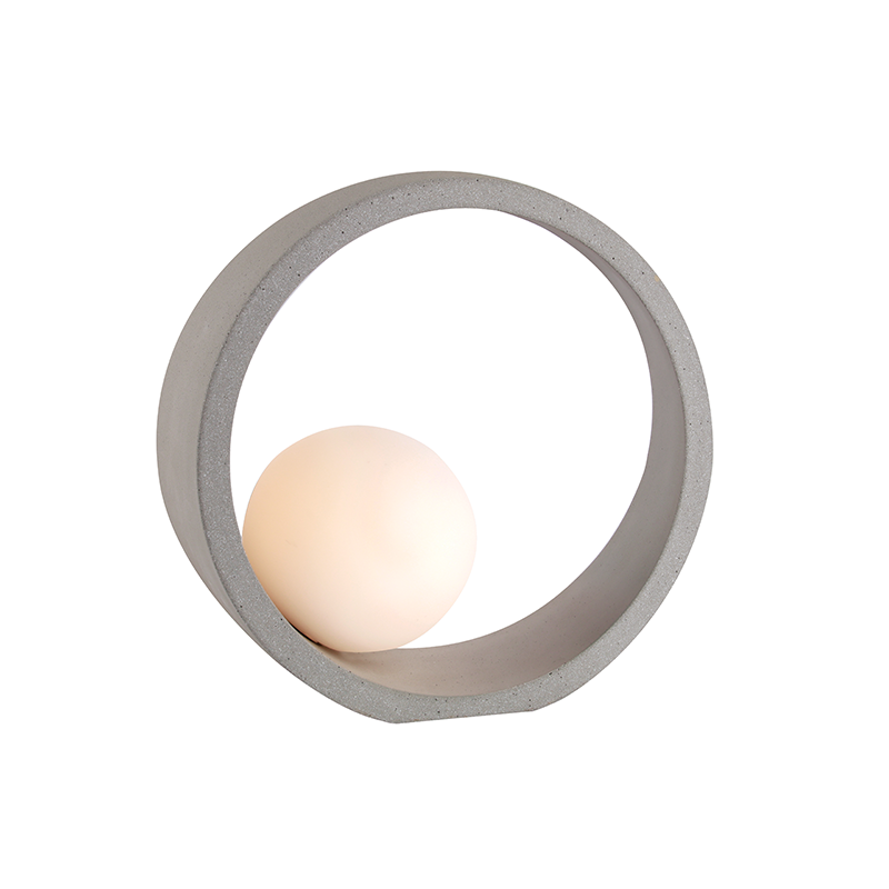^TABLE LIGHTING 1XG9 NATURAL CEMENT+WHITE GLASS D24x10CM VENUS MK421T24G