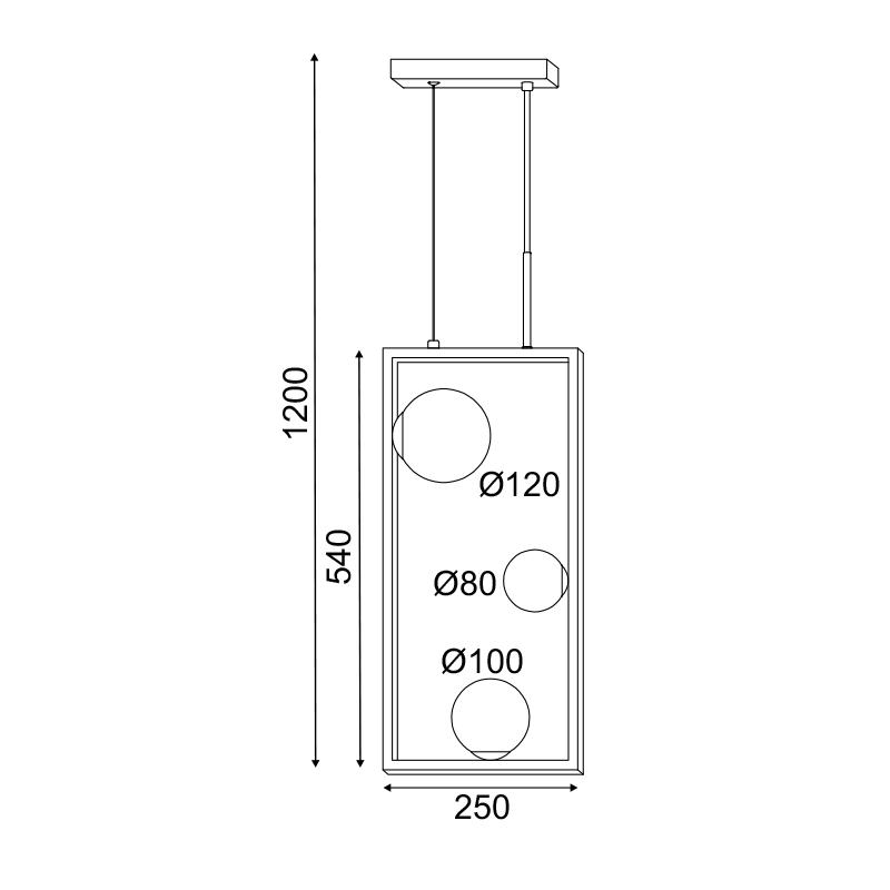 ^PENDANT L/F 3ΧG9 QUADRO BLACK METAL + WHITE GLASS 25Χ12Χ120CM OD91253PB