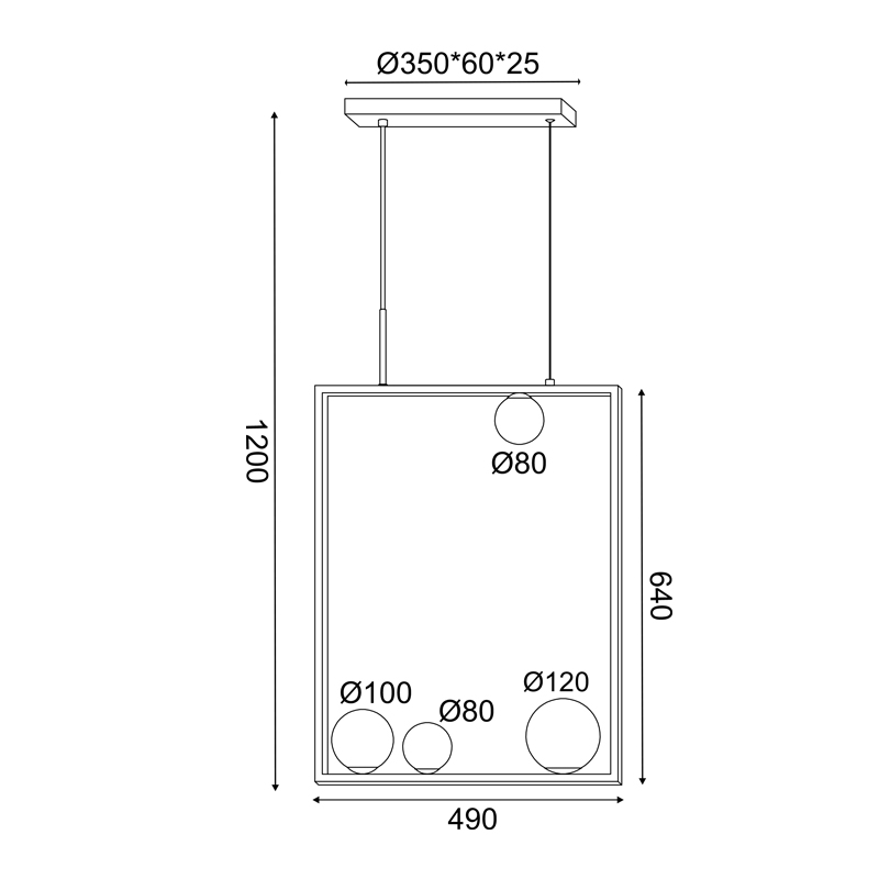 ^PENDANT L/F 4ΧG9 QUADRO BLACK METAL + WHITE GLASS 49Χ12Χ120CM OD91494PB
