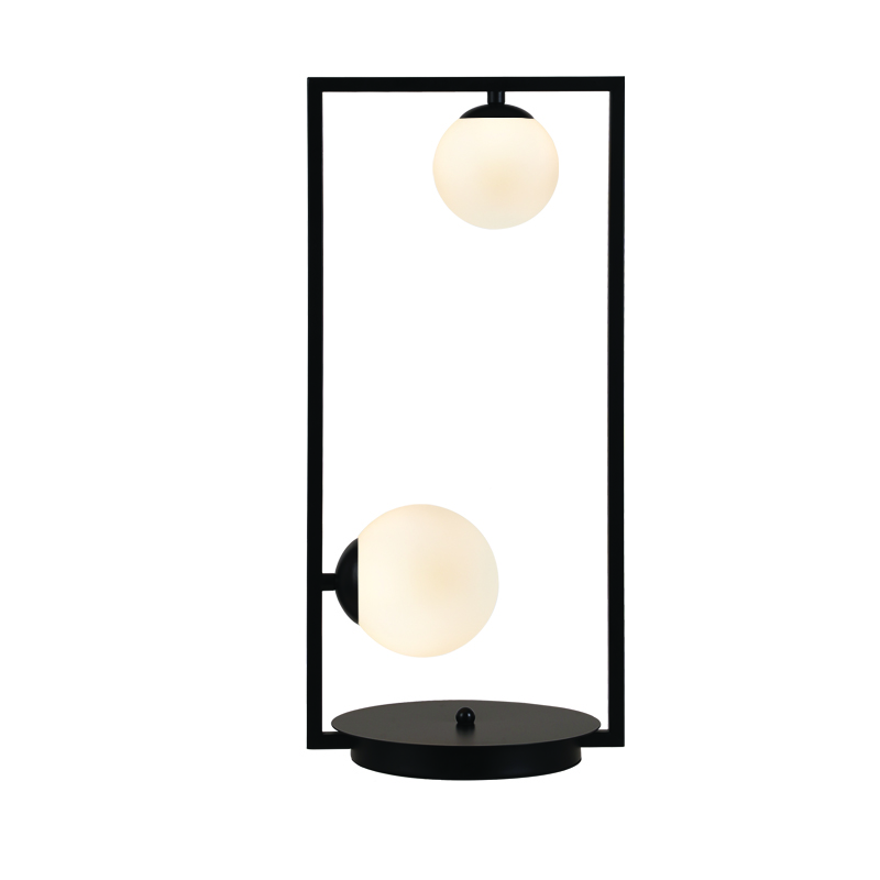 ^TABLE L/F 2xG9 QUADRO BLACK METAL+ WHITE GLASS 25Χ12Χ54CM OD91252TB