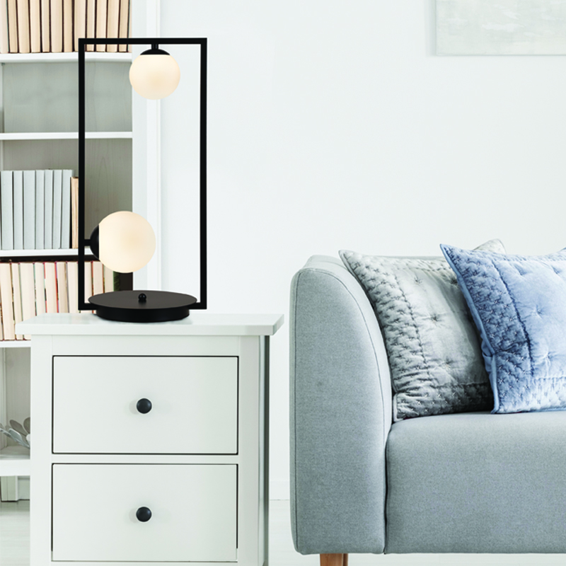 ^TABLE L/F 2xG9 QUADRO BLACK METAL+ WHITE GLASS 25Χ12Χ54CM OD91252TB