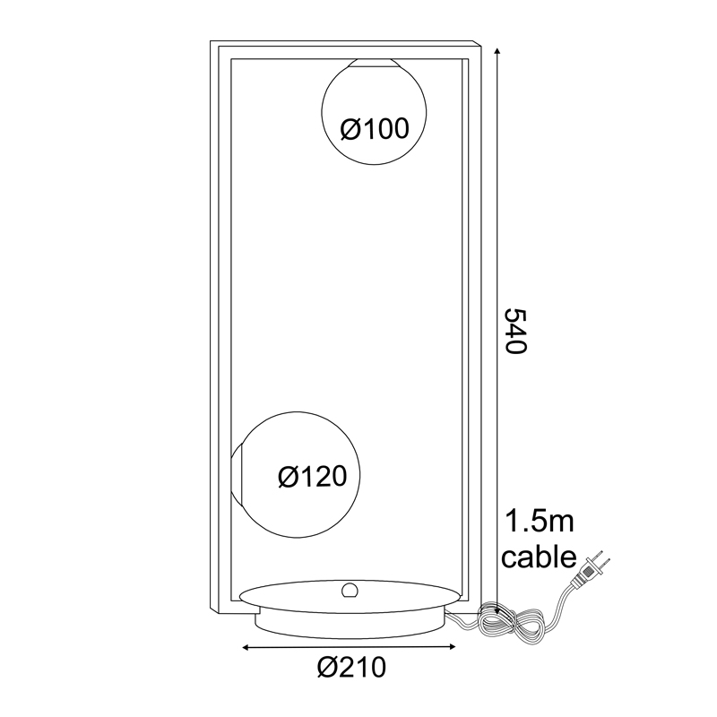 ^TABLE L/F 2xG9 QUADRO BLACK METAL+ WHITE GLASS 25Χ12Χ54CM OD91252TB