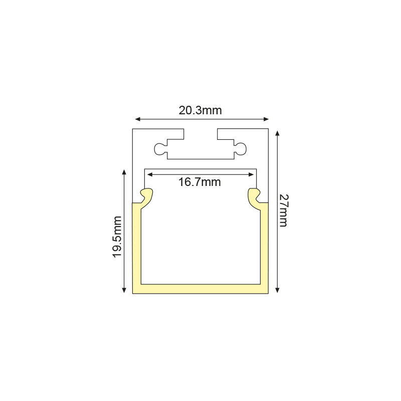 ALUMINUM PROFILE PEND WITH SEMI-CLEAR PMMA DIFFUSER
2m/pc P28