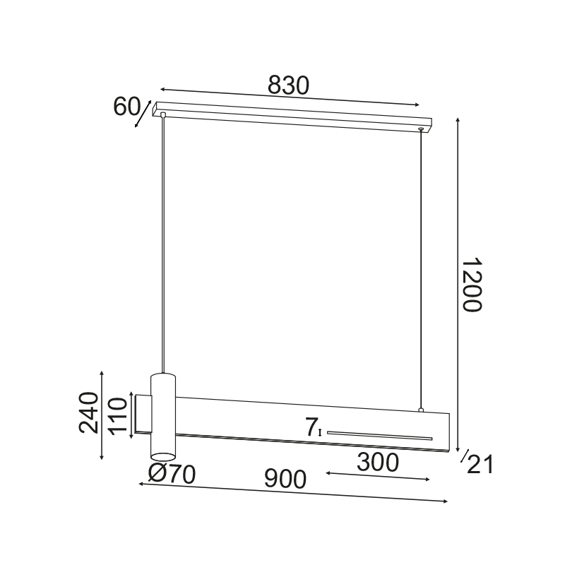 ^PENDANT LUMINAIRE LED 1XGU10+ 18W LED 3000K 1440LM TINT BLACK MARBLE METAL 90Χ7ΧΗ120CM LINEA DCR21LEDP90B