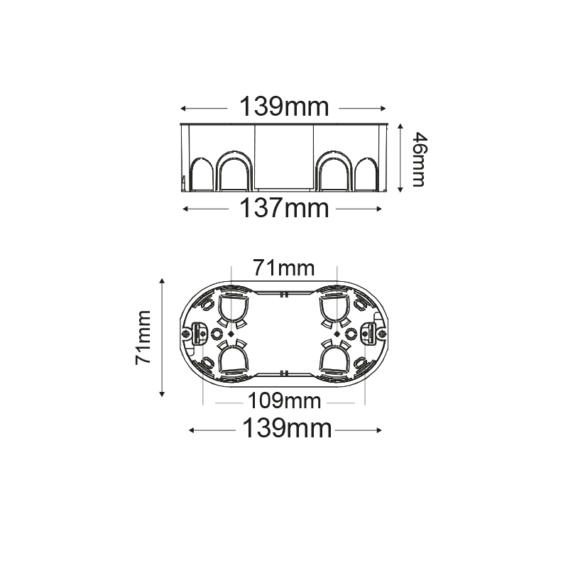 FL.MOUNT.JUNCT.HOLLOW WALLS BOX 4 MODULES GR10040