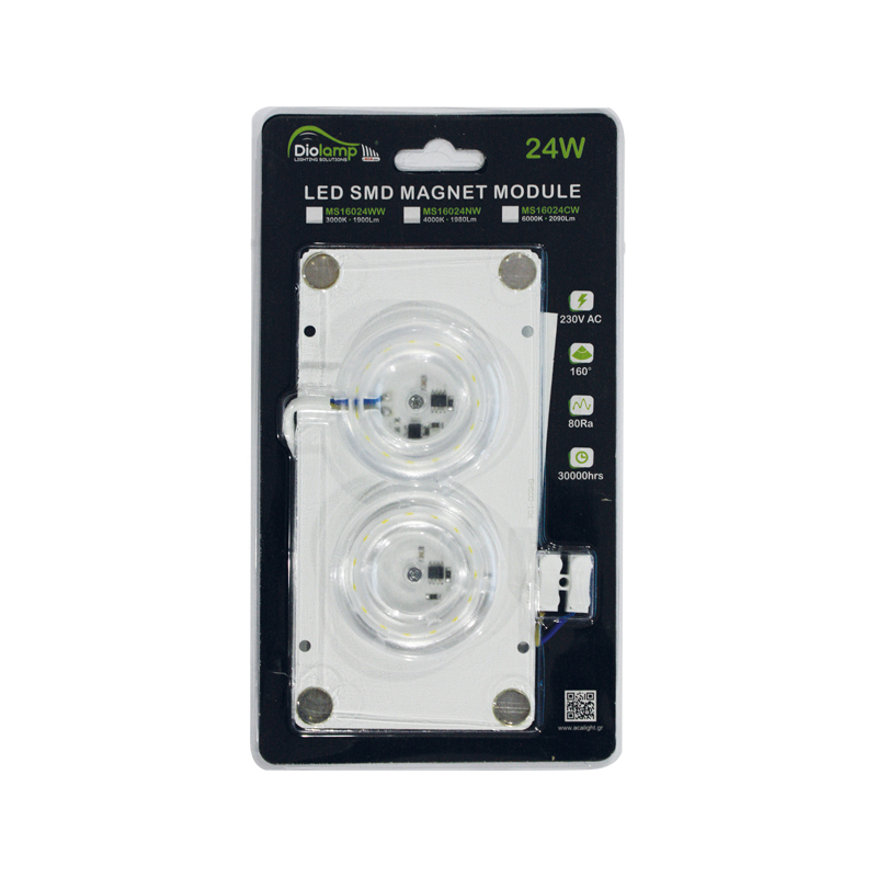 LED SMD MAGNET MODULE 24W 230V AC 1980LM 160° 4000K Ra80 MS16024NW