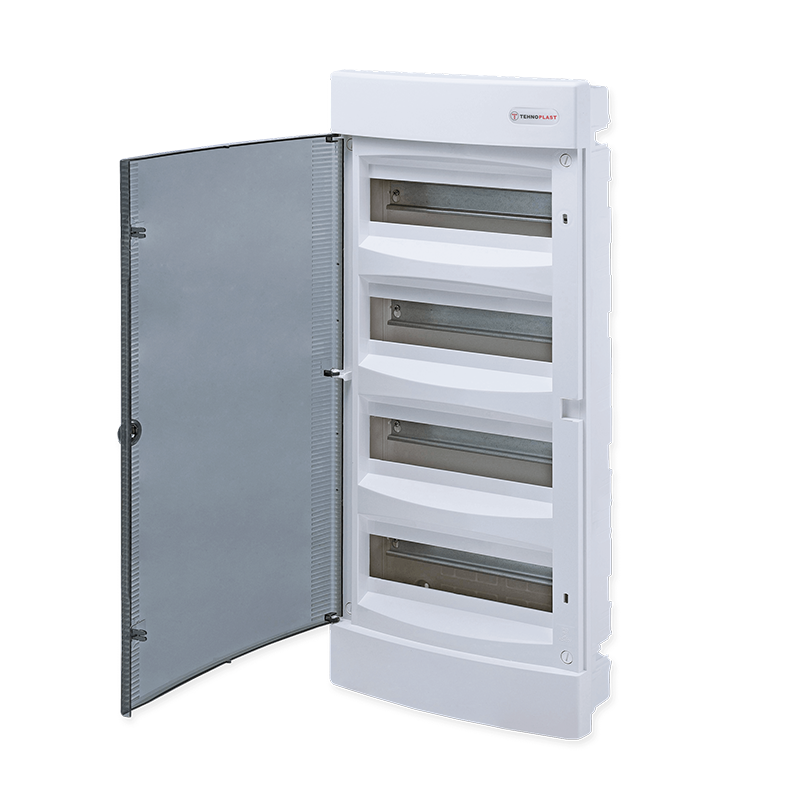 FLUSH MOUNTING ENCLOSURE 48 MODULES TRANSPARENT DOOR 4 ROWS IP40 282U48C