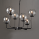 ^PHASING OUT PENDANT L/F 6ΧΕ14 TRANSPARENT GLASS +METAL BLACK Φ65ΧΗ120CM DELOS OD905806PCL
