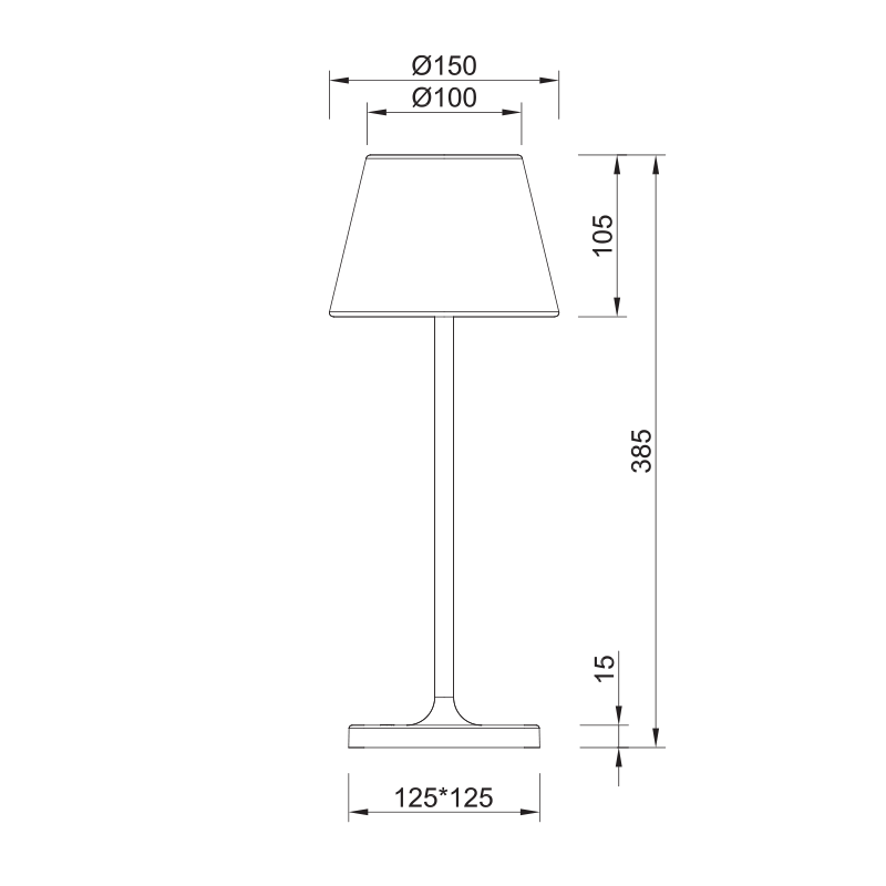 ^LED SMD TABLE BATTERY LUMINAIRE 2W 170LM  3.000K DARK GREY 360°  CRI80 IP54 LG2050G-400