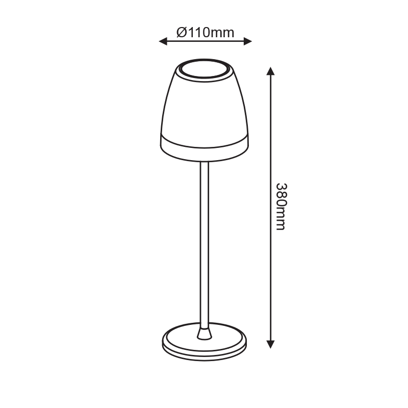 ^LED SMD TABLE BATTERY LUMINAIRE 2W 150LM 38° 3.000K DARK GREY CRI80 IP54 LG2193G-400
