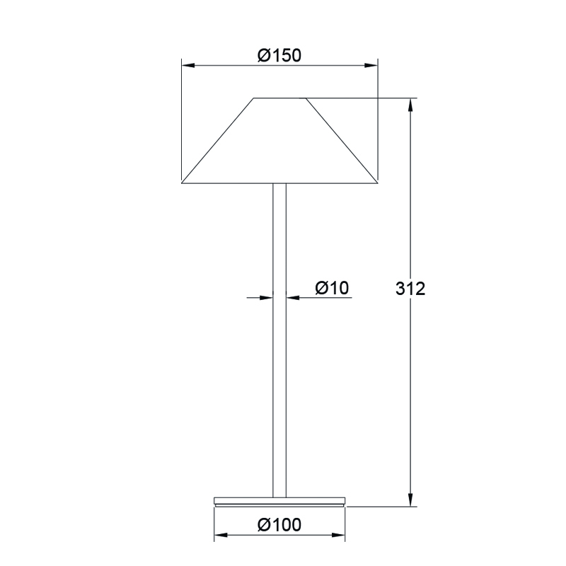 ^LED SMD TABLE BATTERY LUMINAIRE 3W 140LM  3.000K DARK GREY  270° CRI80 IP54 LG5860G-300