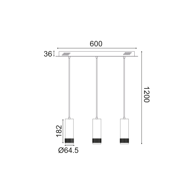 ^ PHASING OUT PENDANT LIGHTING 3ΧGU10 BLACK ALUMINUM 6,5X60XH122CM MEGATRON2 YL11P318BK