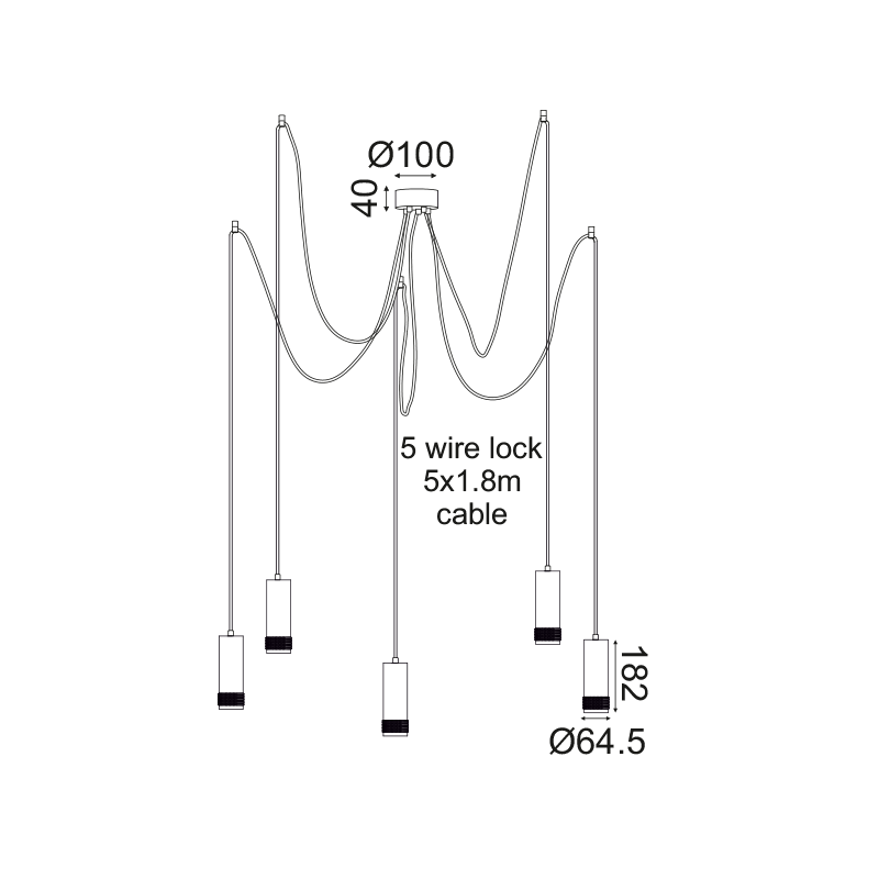 ^ PHASING OUT PENDANT LIGHTING 5ΧGU10 BLACK ALUMINUM D35XH200CM MEGATRON2 YL11P518BK