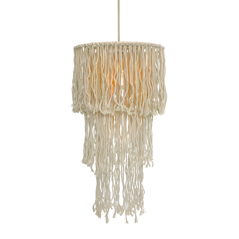 ^PENDANT LIGHTING 1ΧΕ27 THASSOS ECRU MACRAME WOOL D40XH180CM TF20261P