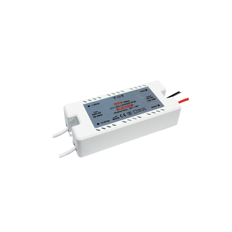 ^MINI PLASTIC CV LED DRIVER 18W 230V AC-12V DC 1.5A IP20 WITH CABLES MP18CV12