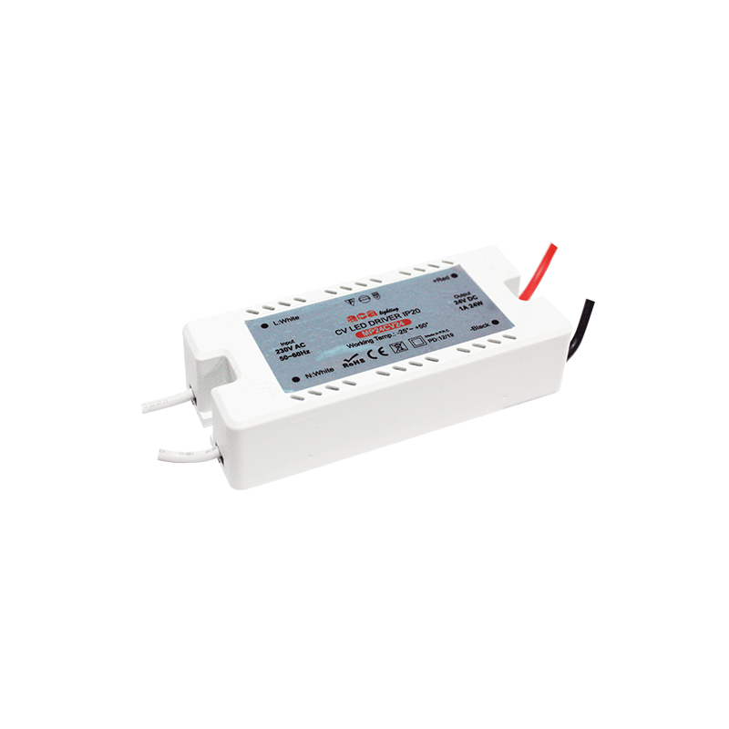^MINI PLASTIC CV LED DRIVER 24W 230V AC-24V DC 1A IP20 WITH CABLES MP24CV24