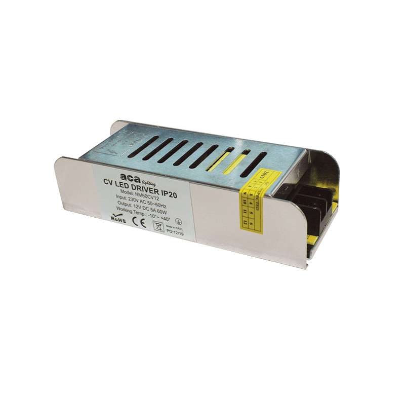 ^METAL CV LED DRIVER 60W 230V AC-12V DC 5A IP20 WITH TERMINAL NM60CV12