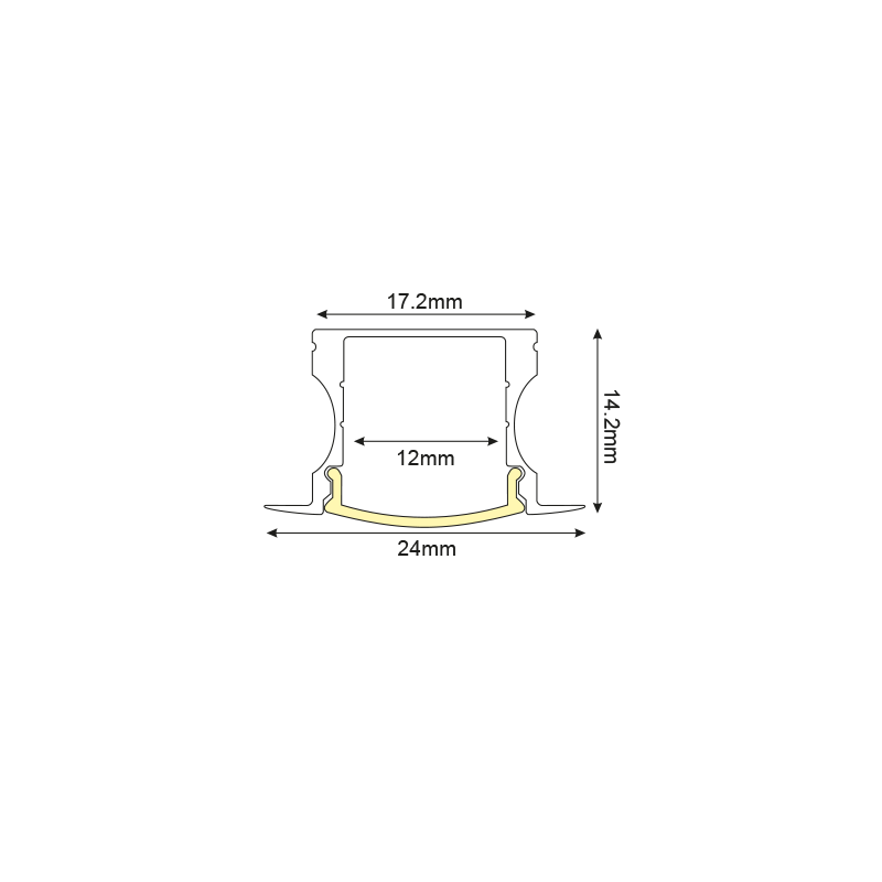 HAZEL ALUMINUM PROFILE P115 WITH OPAL PC DIFFUSER 2m/pc P115