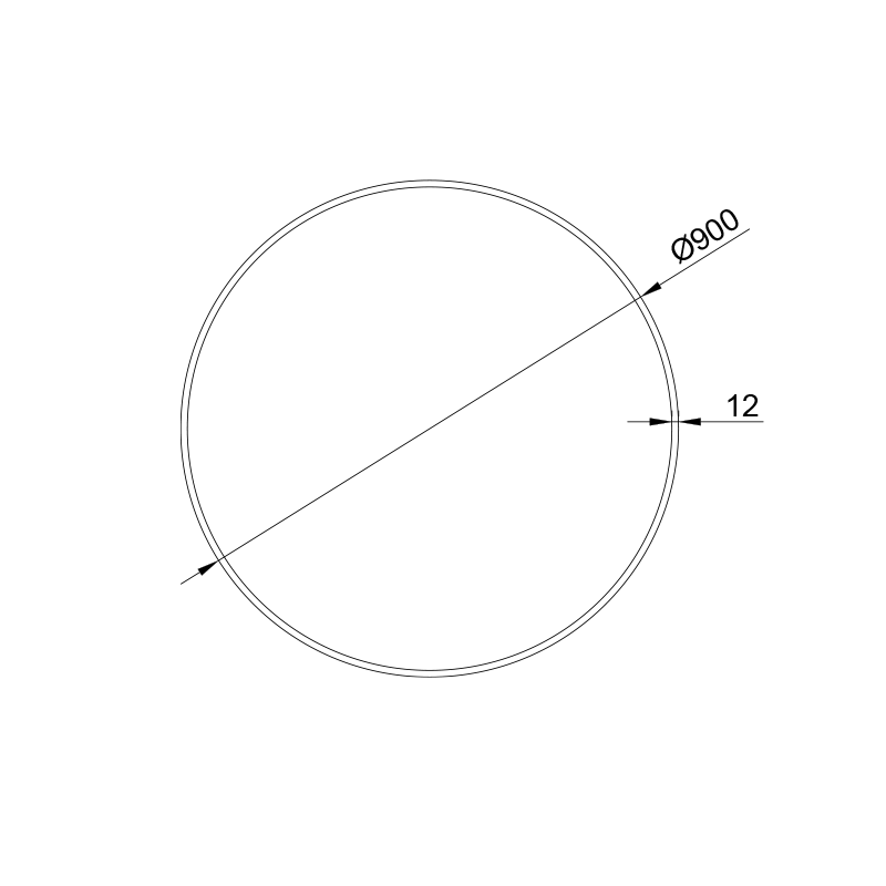 ELL ALUMINUM PROFILE WITH OPAL COVER INWARD Φ900 P30C900