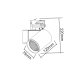 GREY LED TRACK LUMINAIRE 20W 4000K 1-PHASE 34° 2100LM 230V AC Ra80 LISOR2040G2