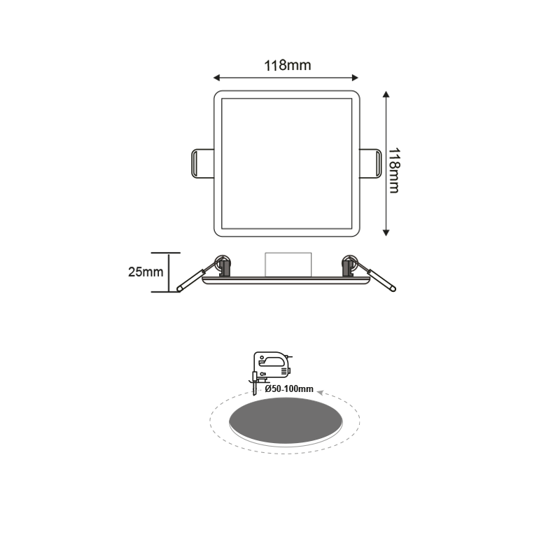 FLEXIBLE W SQUARE LED SLIM PANEL 9W 3000K 700Lm 230V Φ50-100 120° Ra80 FLEXI930SW FLEXIBLE W SQUARE LED SLIM PANEL 9W 3000K 700Lm 230V Φ50-100 120° Ra80 FLEXI930SW