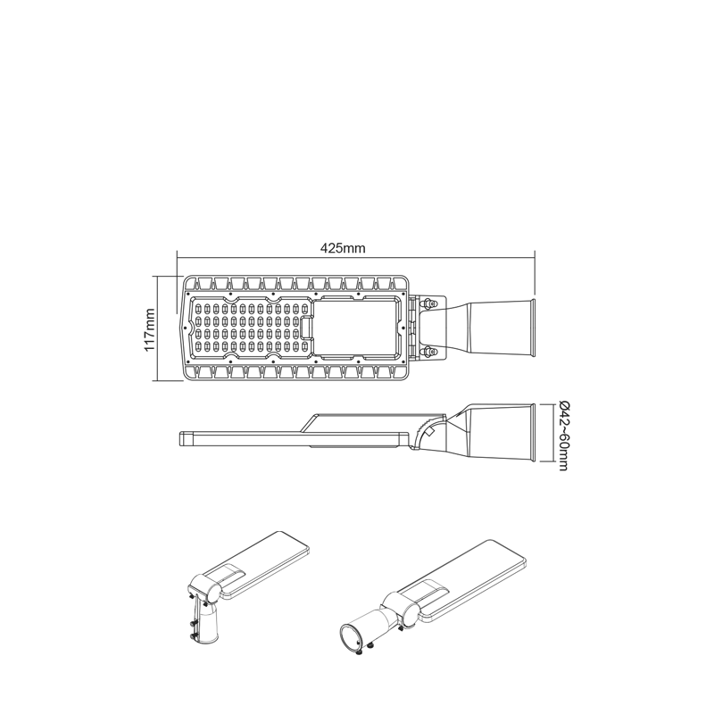 ^LED STREET LUMINAIRE 30W 4200LM 4000K 150Χ75˚ CLASS II 230V AC IP66 BISE3040 ^LED STREET LUMINAIRE 30W 4200LM 4000K 150Χ75˚ CLASS II 230V AC IP66 BISE3040